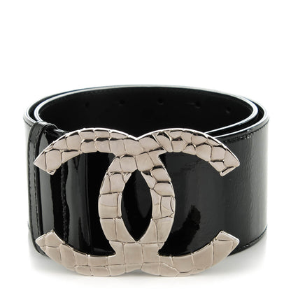 Chanel Patent CC Wide Belt 70 28 Black 1 of 5