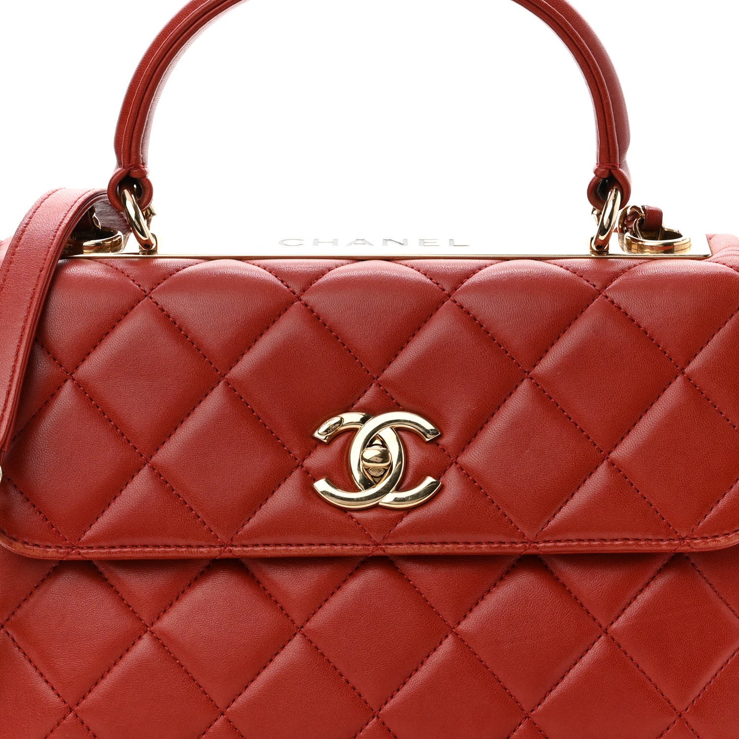 Lambskin Quilted Small Trendy CC Flap Dual Handle Bag Red
