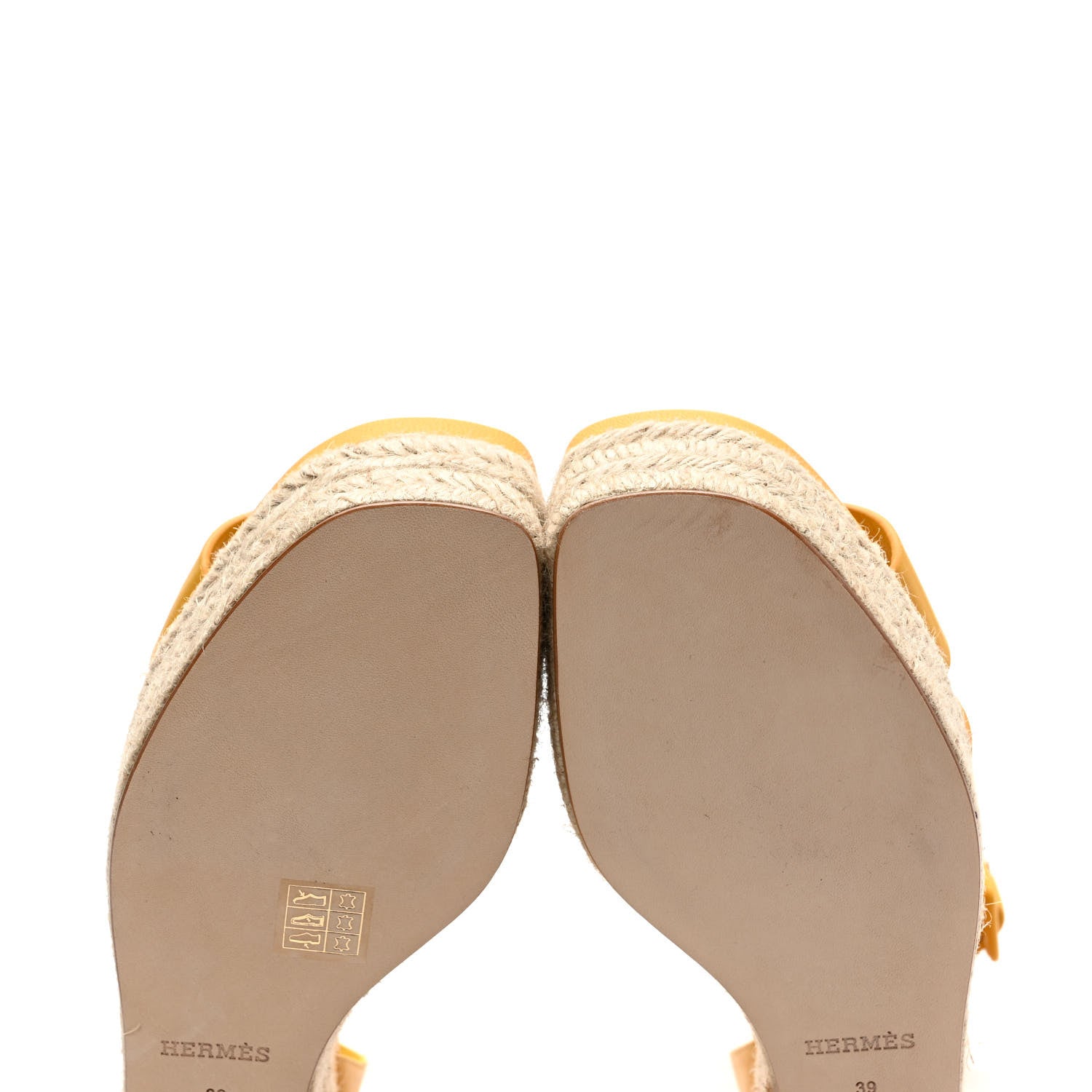 Hermes Goatskin Elda Espadrille Wedge Sandals 39 Jaune Sable 9 of 9