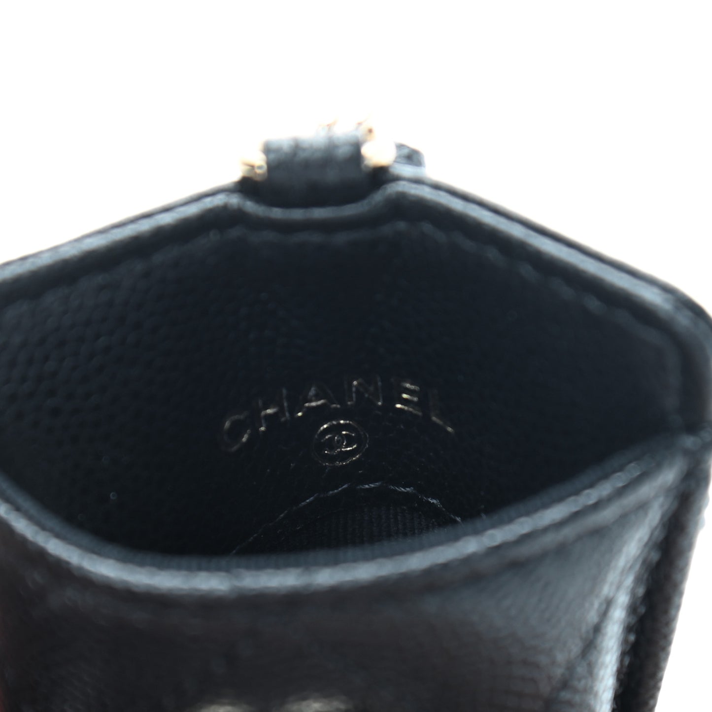 Caviar Quilted Card Holder With Charms On Chain Black