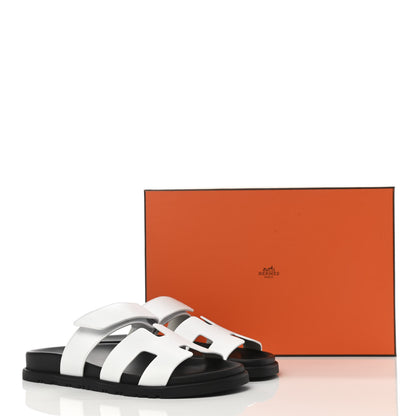 Hermes Calfskin Womens Chypre Sandals 37 White 9 of 9