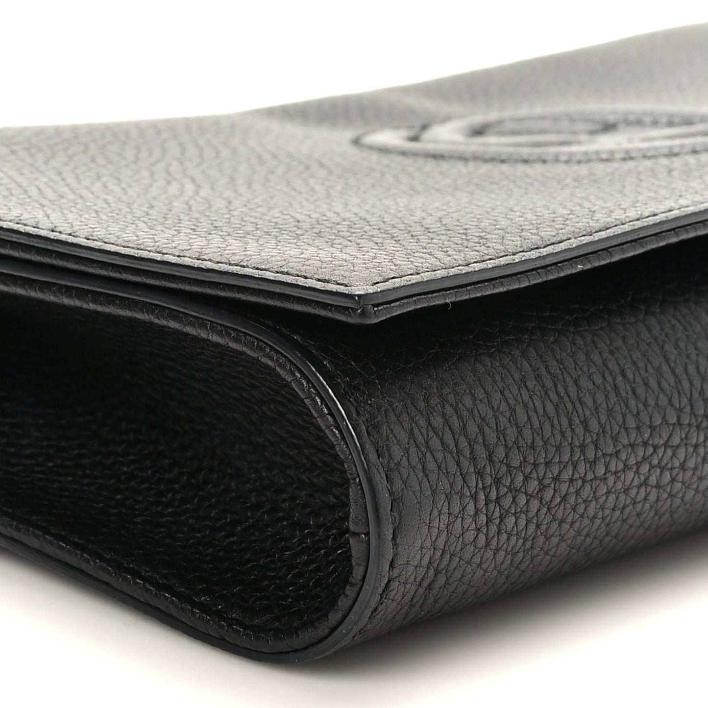 Pebbled Calfskin Medium Soho Clutch Black