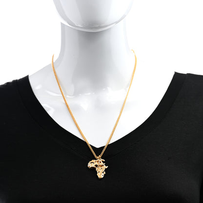 Chanel Crystal Pearl CC Africa Pendant Necklace Gold White 2 of 5