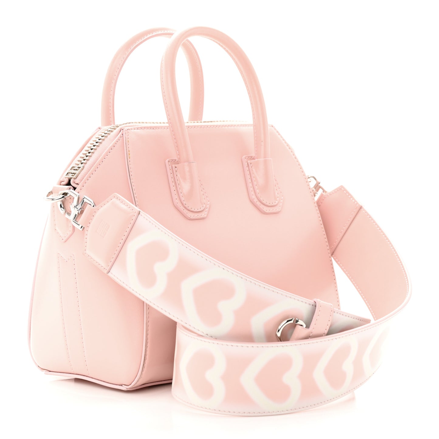 Box Calfskin Mini Heart Antigona Top Handle Bag Blush Pink