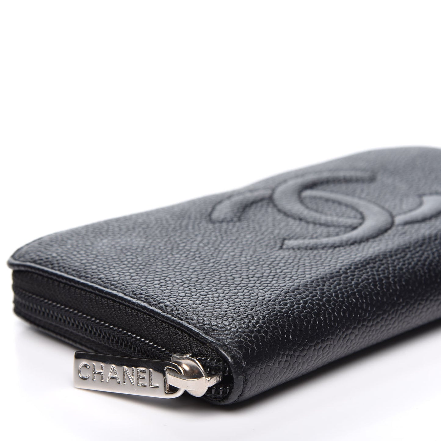 Caviar Large Timeless CC Zip Around Wallet Black