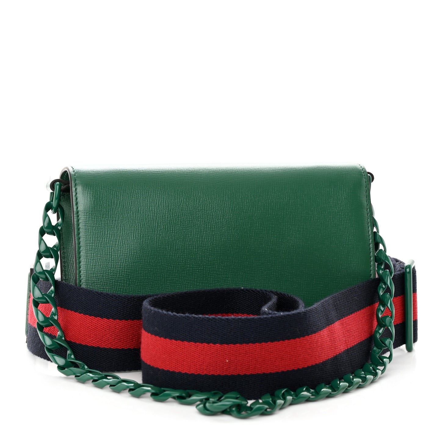 Azalea Calfskin Web Monochrome Mini Horsebit 1955 Chain Shoulder Bag Emerald