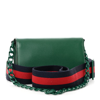 Gucci Azalea Calfskin Web Monochrome Mini Horsebit 1955 Chain Shoulder Bag Emerald 3 of 17
