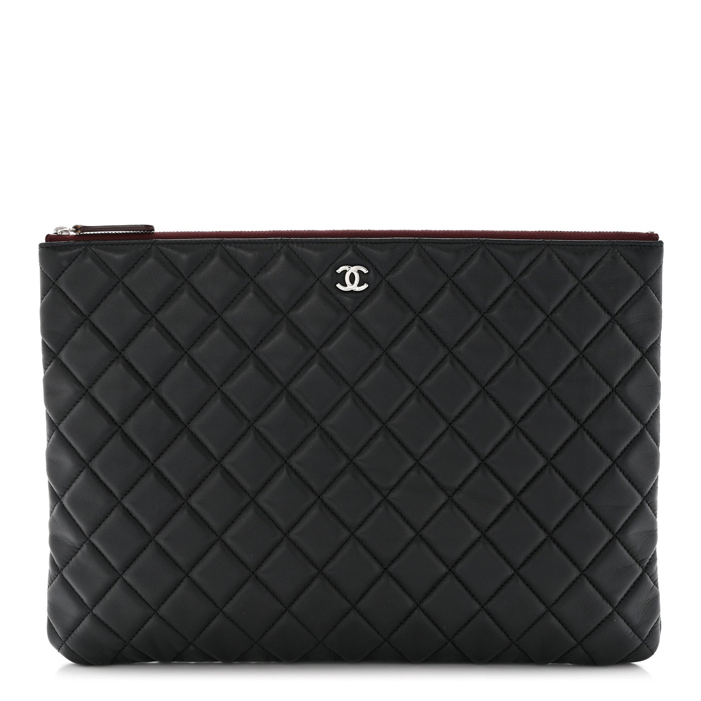 Lambskin Quilted Large Cosmetic Case Black