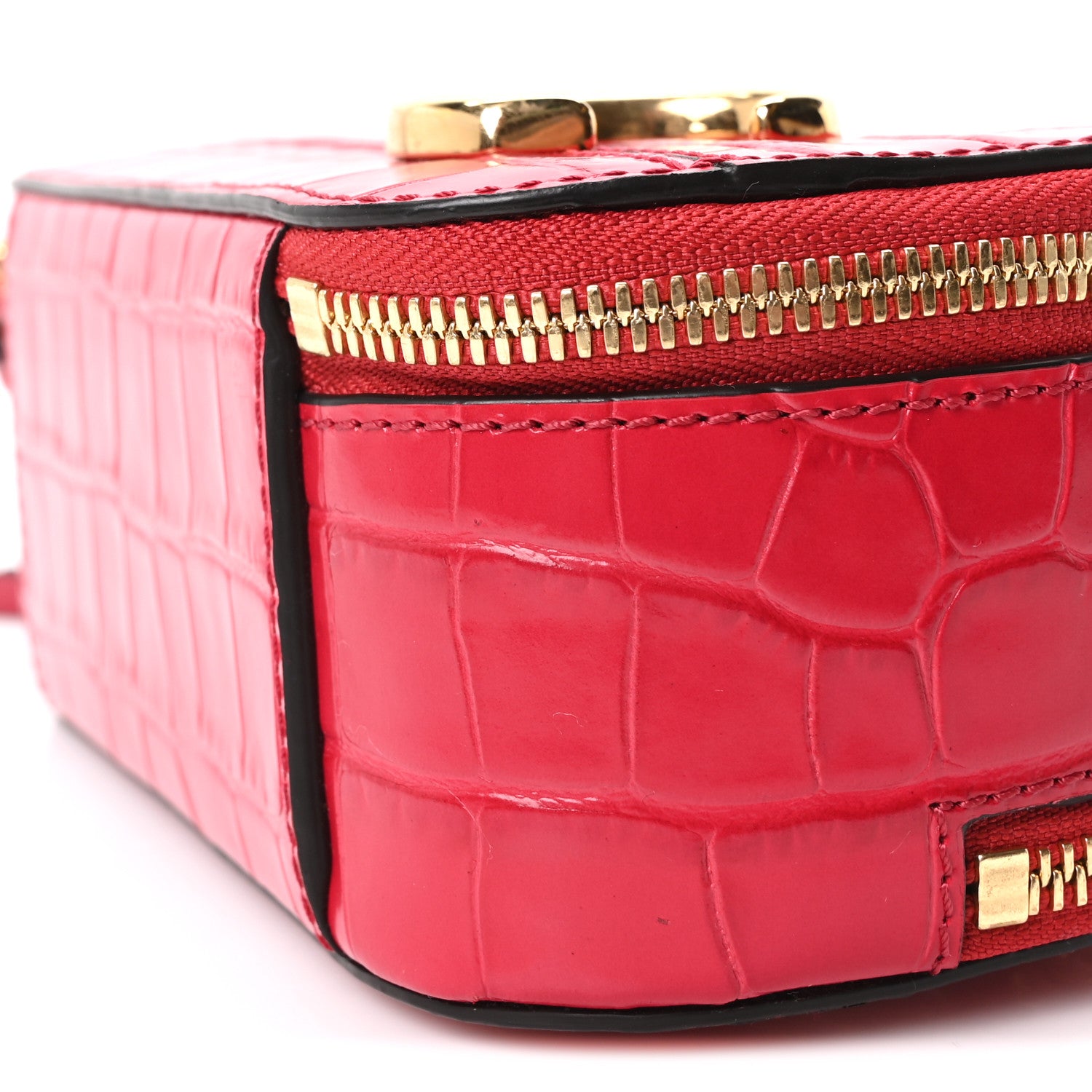 Chloe Calfskin Crocodile Embossed Mini C Vanity Bag Red 10 of 10