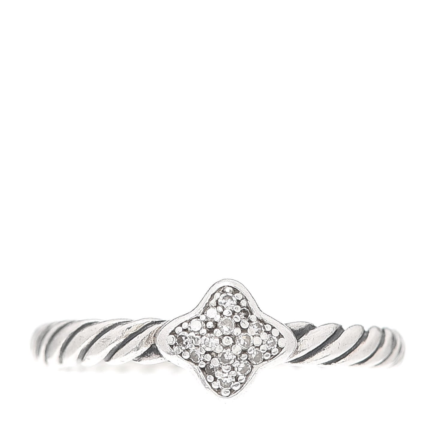 Sterling Silver Diamond Quatrefoil Ring 49 4.75