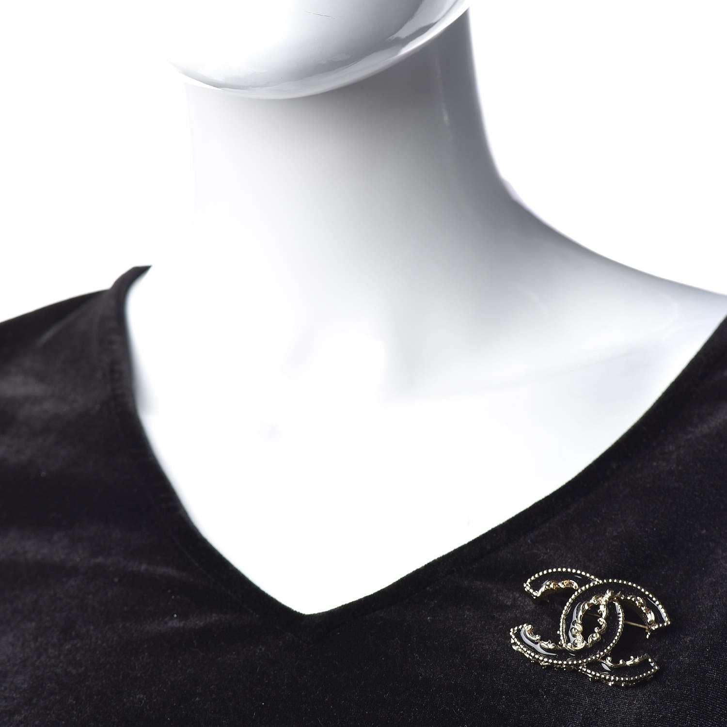 Chanel Enamel CC Baroque Brooch Black Gold 2 of 5