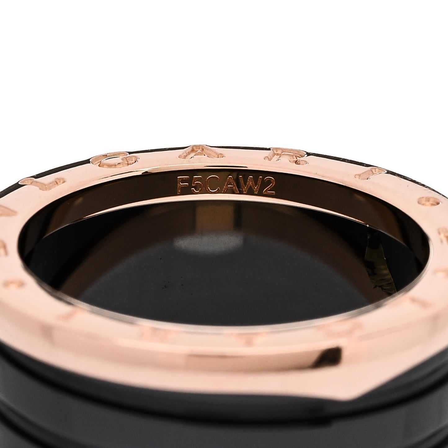 18K Rose Gold Black Ceramic B.Zero1 Four-Band Ring 57 8