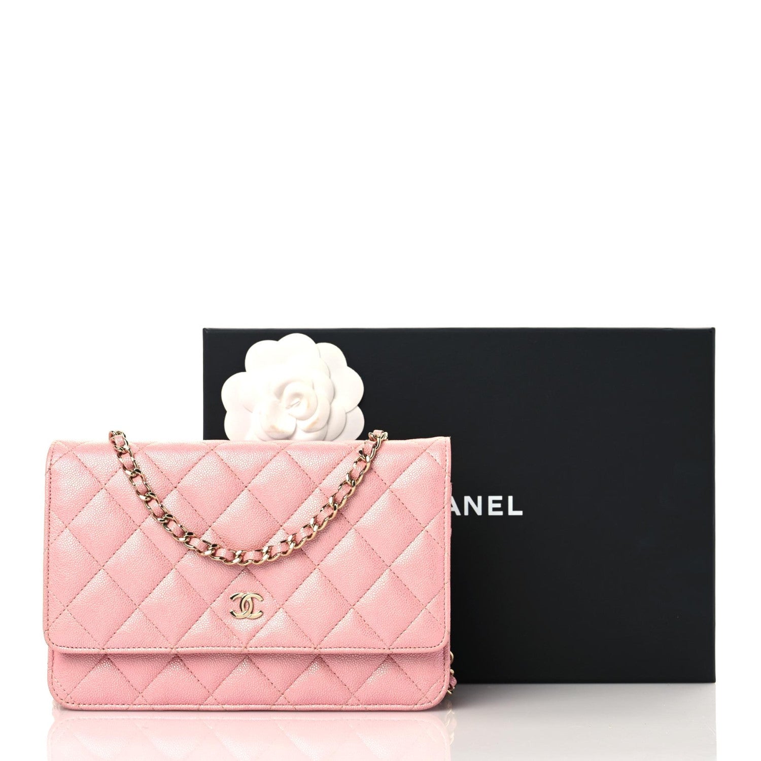 Chanel Iridescent Caviar Quilted Wallet on Chain WOC Rose Pink 16 of 16