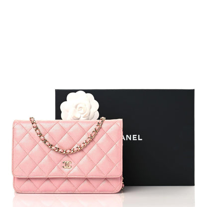 Chanel Iridescent Caviar Quilted Wallet on Chain WOC Rose Pink 16 of 16
