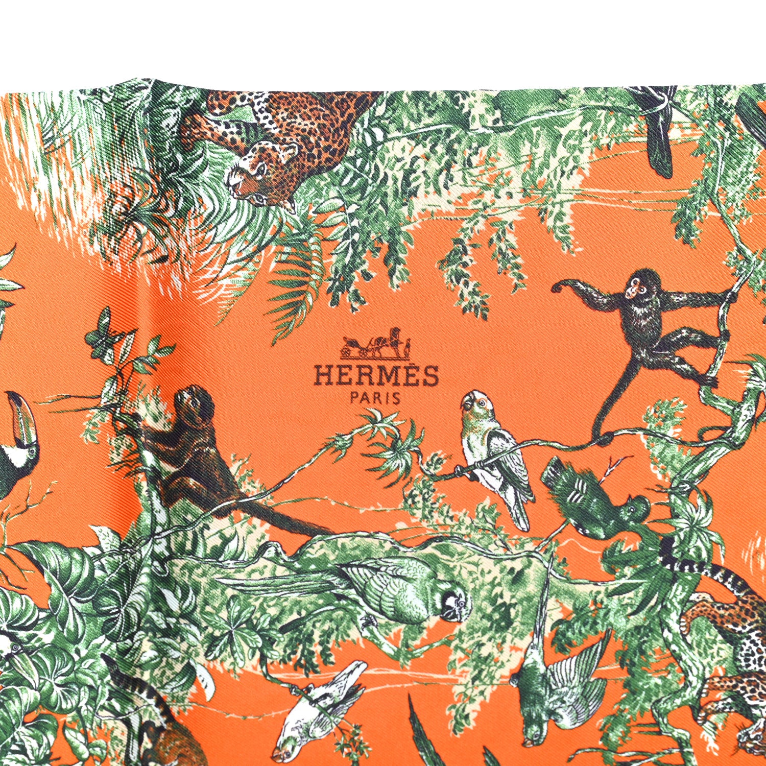 Hermes Silk Equateur Maxi Twilly Cut Orange Vert Mauve 4 of 4