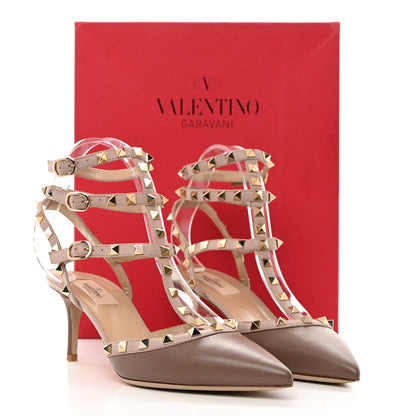 Valentino Garavani Calfskin Nappa Rockstud Ankle Strap 65mm Pumps 40 Brun Poudre 9 of 9