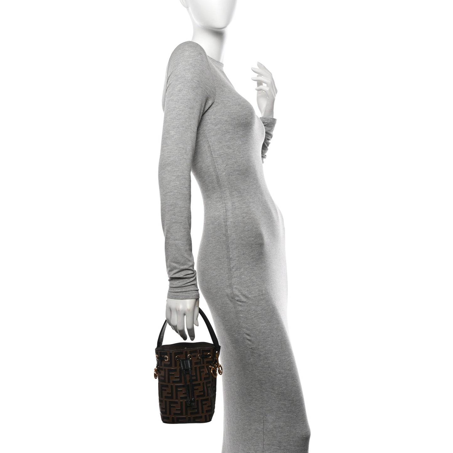 Vitello Liberty F is Fendi Bi-Color FF 1974 Embossed Mini Mon Tresor Bucket Bag Maya Black