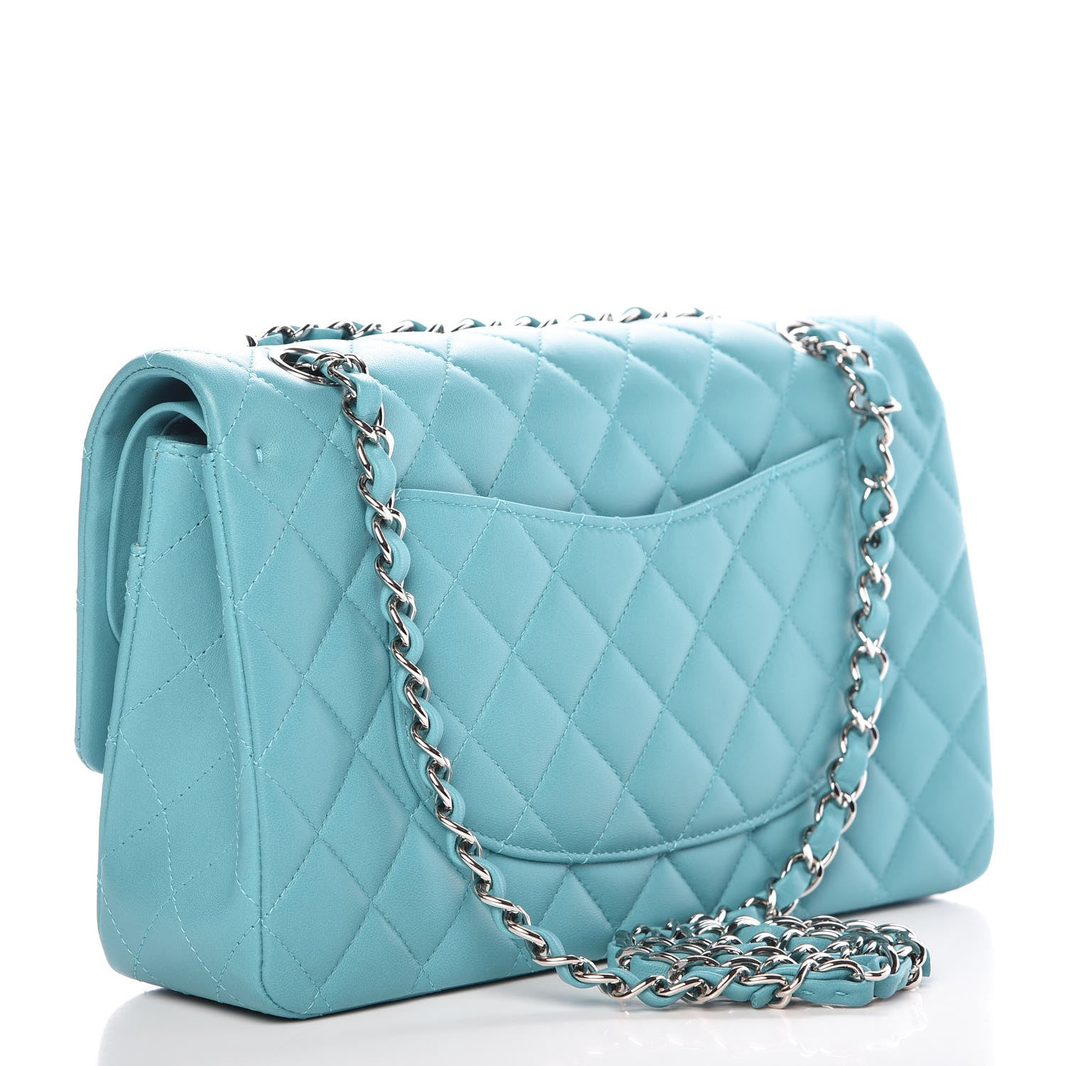 Chanel Lambskin Quilted Medium Double Flap Turquoise 3 of 10