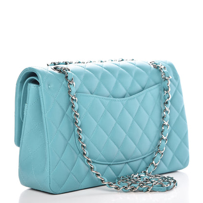 Chanel Lambskin Quilted Medium Double Flap Turquoise 3 of 10