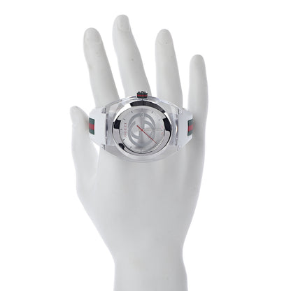 Gucci Stainless Steel Rubber 46mm Sync Web Quartz Watch White 2 of 7