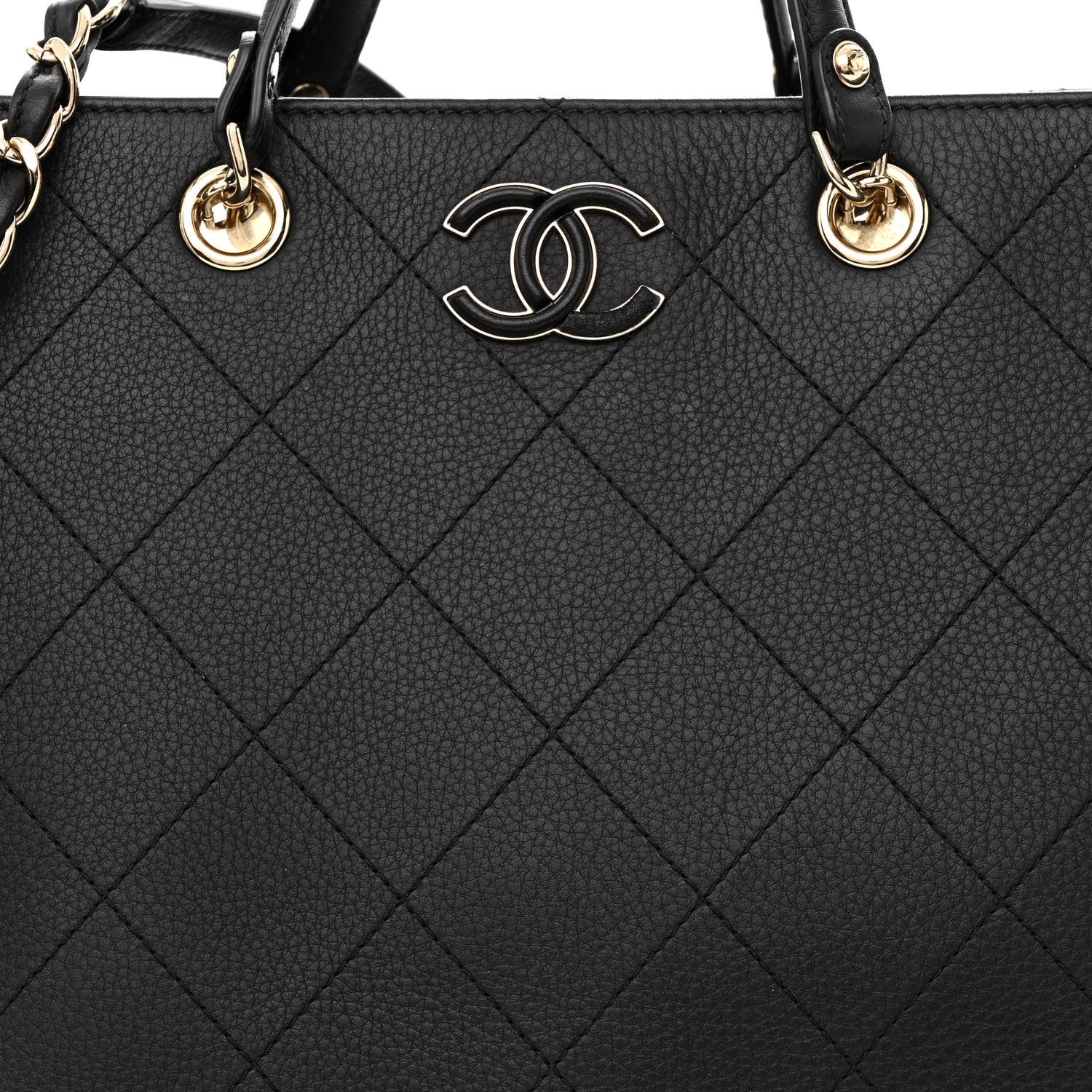 Chanel Bullskin Stitched Large Shopping Bag Black 8 of 11