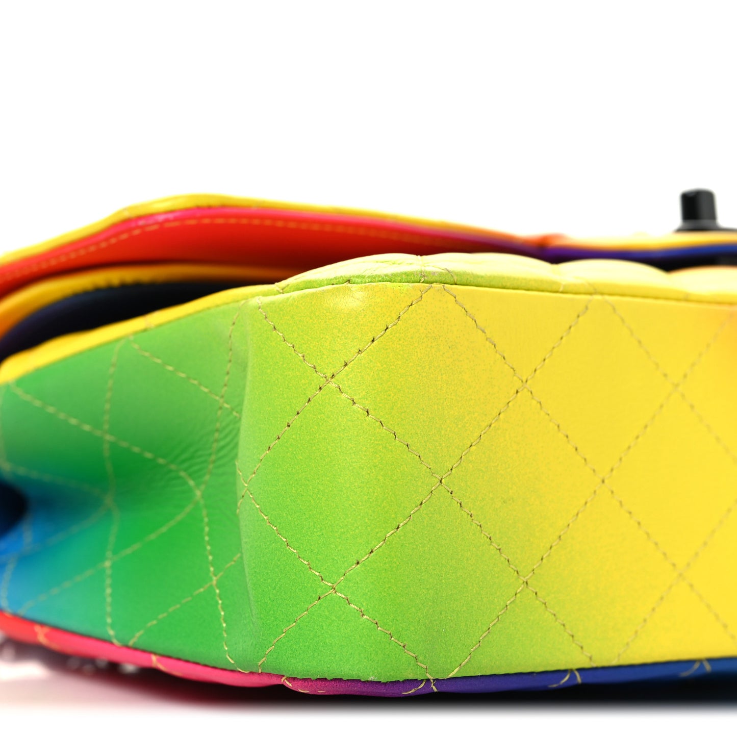 Calfskin Quilted Medium Rainbow Double Flap Multicolor