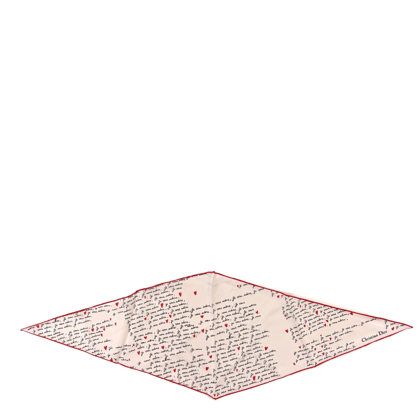 Silk DiorAmour Print Diamond Scarf White Red