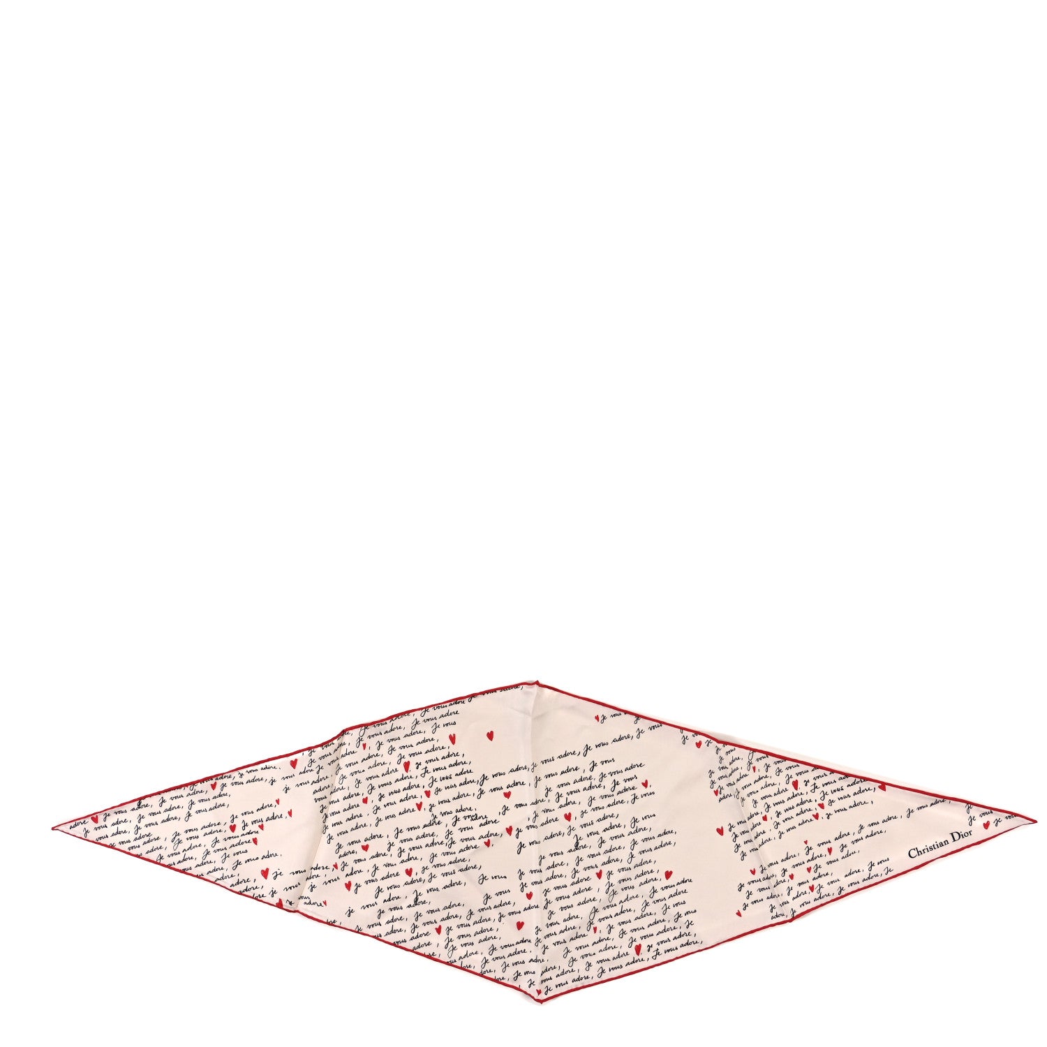Christian Dior Silk DiorAmour Print Diamond Scarf White Red 1 of 3