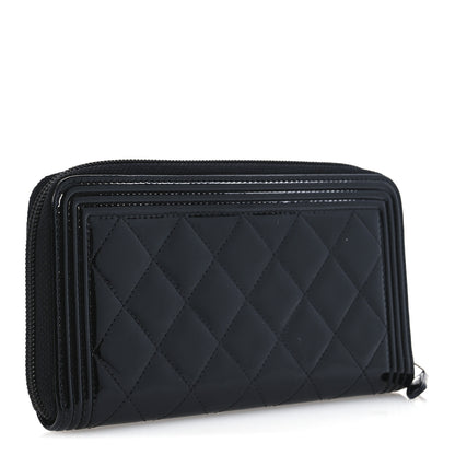 Chanel Patent Calfskin Quilted Boy L-Gusset Zip Wallet Black 3 of 8