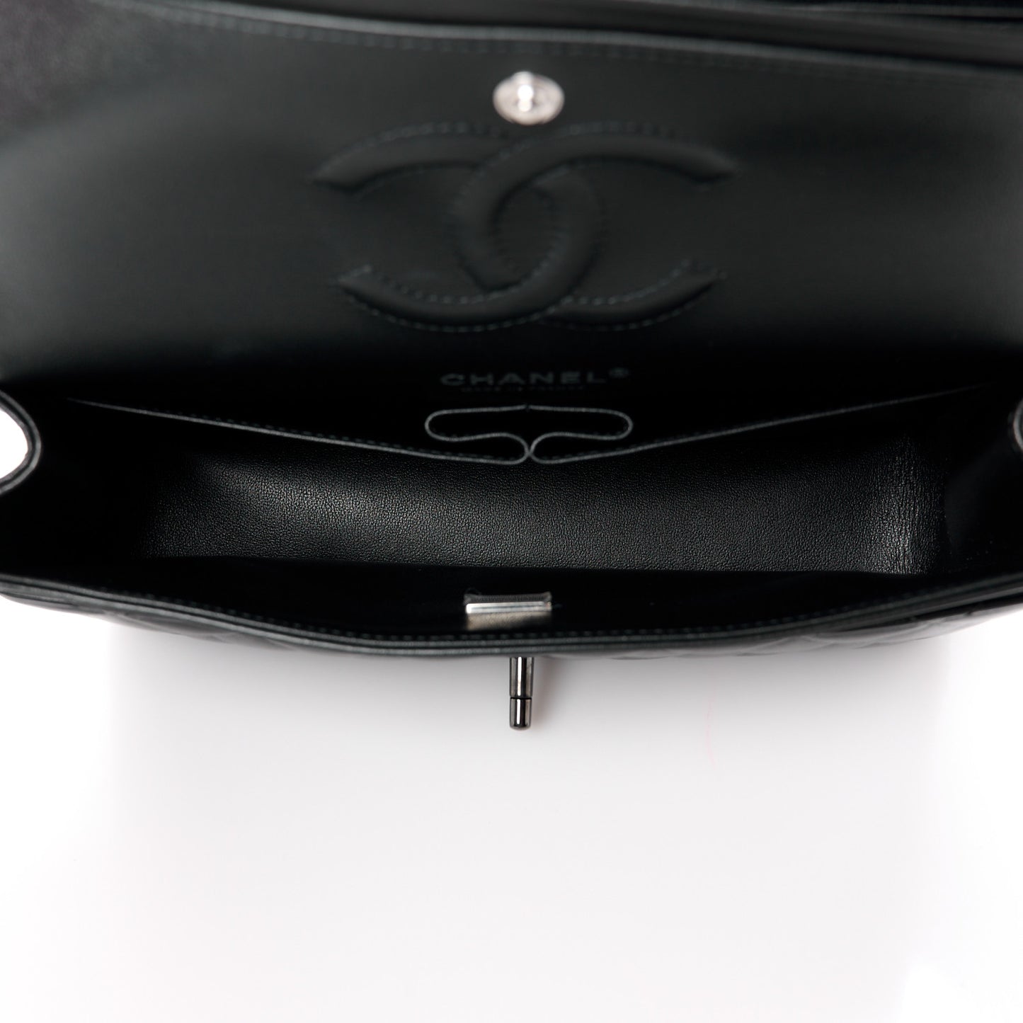 Lambskin Quilted Medium Double Flap So Black
