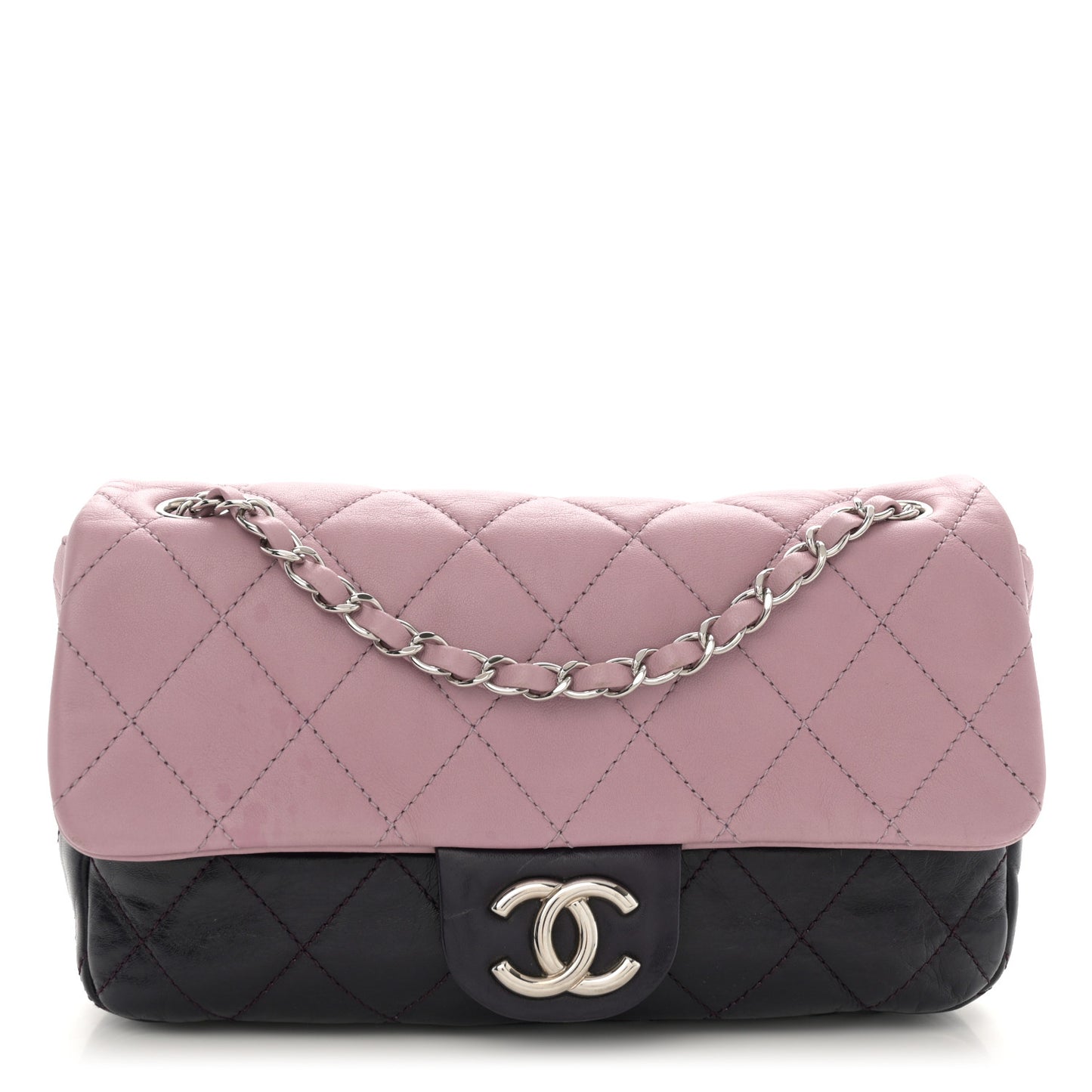 Lambskin Quilted Bi-Color Medium Single Flap Light Purple