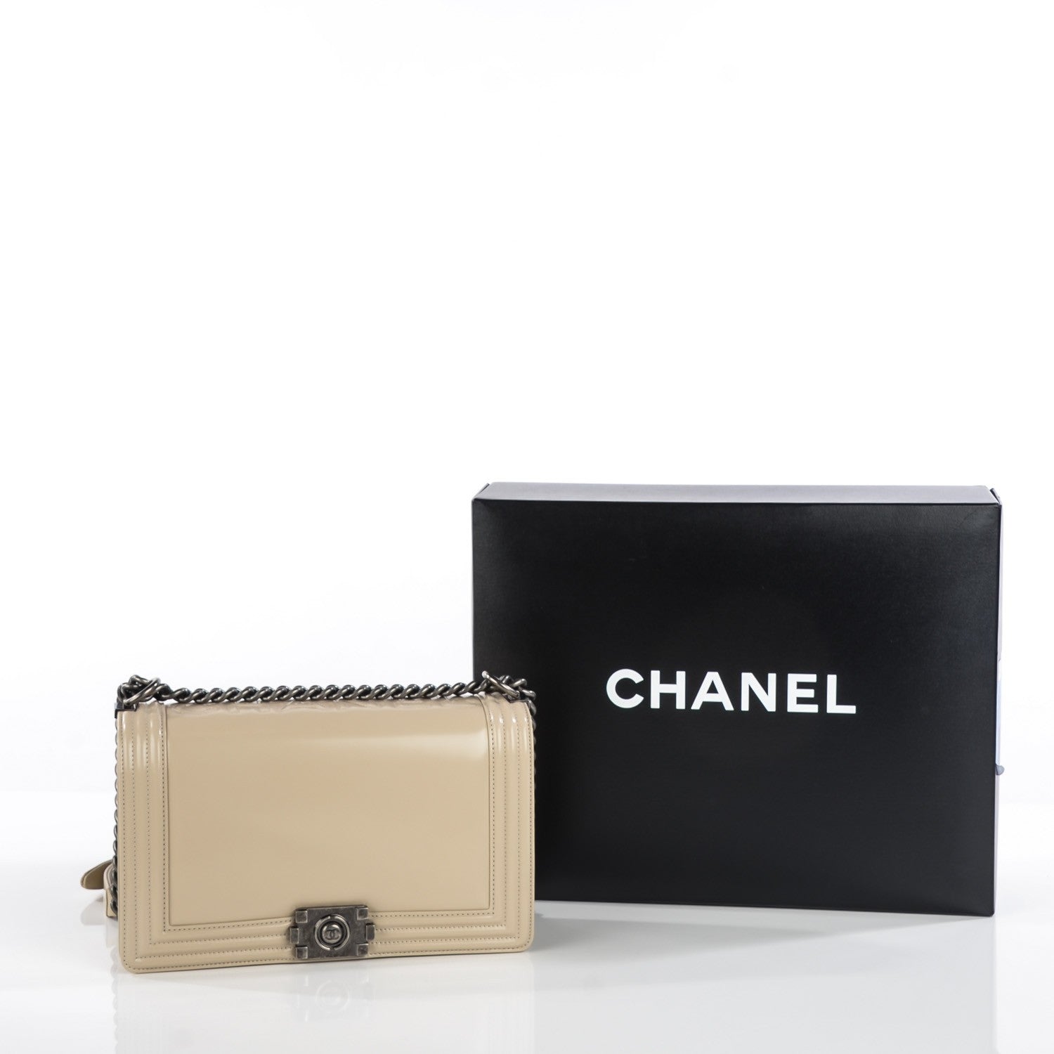 Chanel Glazed Calfskin New Medium Boy Flap Beige 8 of 8