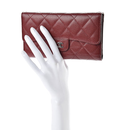 Chanel Caviar Quilted Large Flap Wallet Dark Red 2 of 9