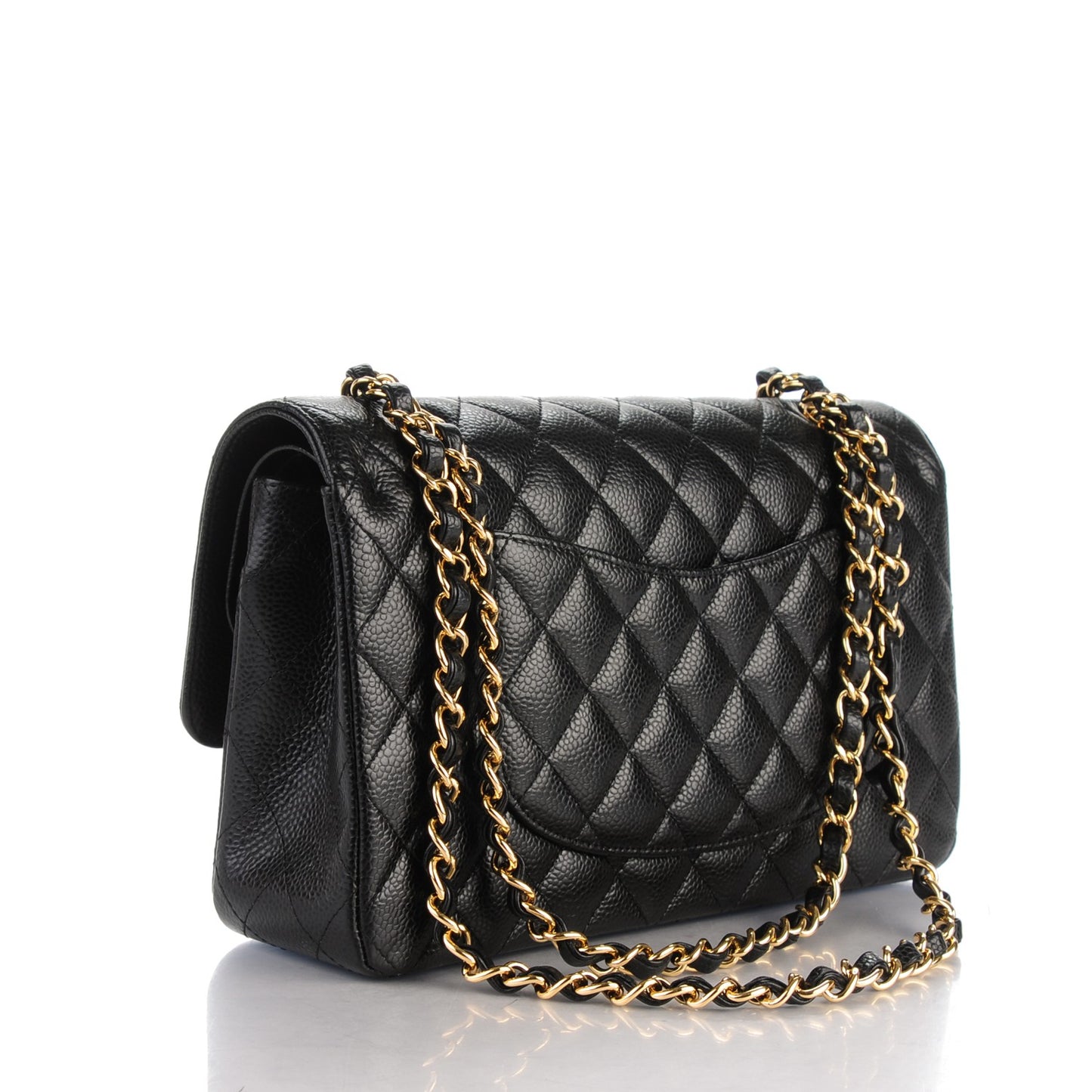 Caviar Quilted Medium Double Flap Black