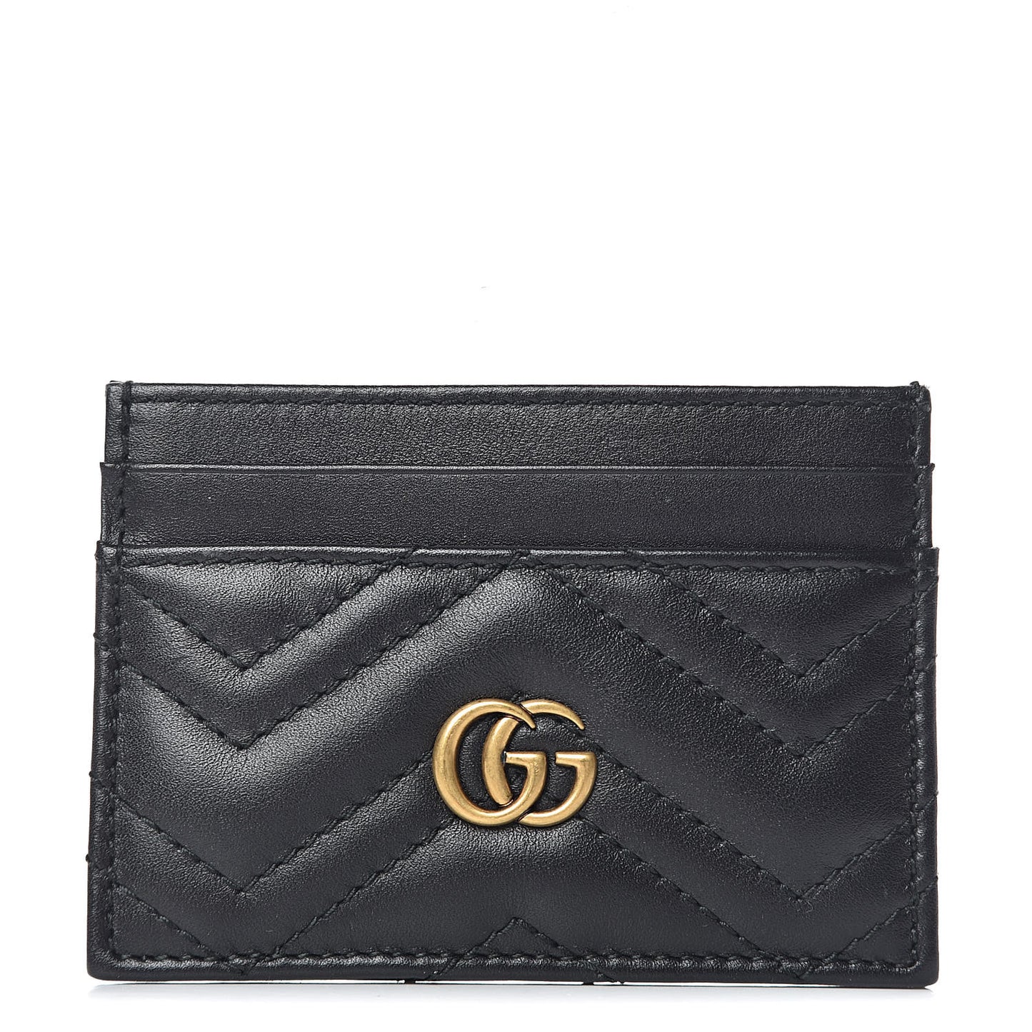 Calfskin Matelasse GG Marmont Card Holder Black