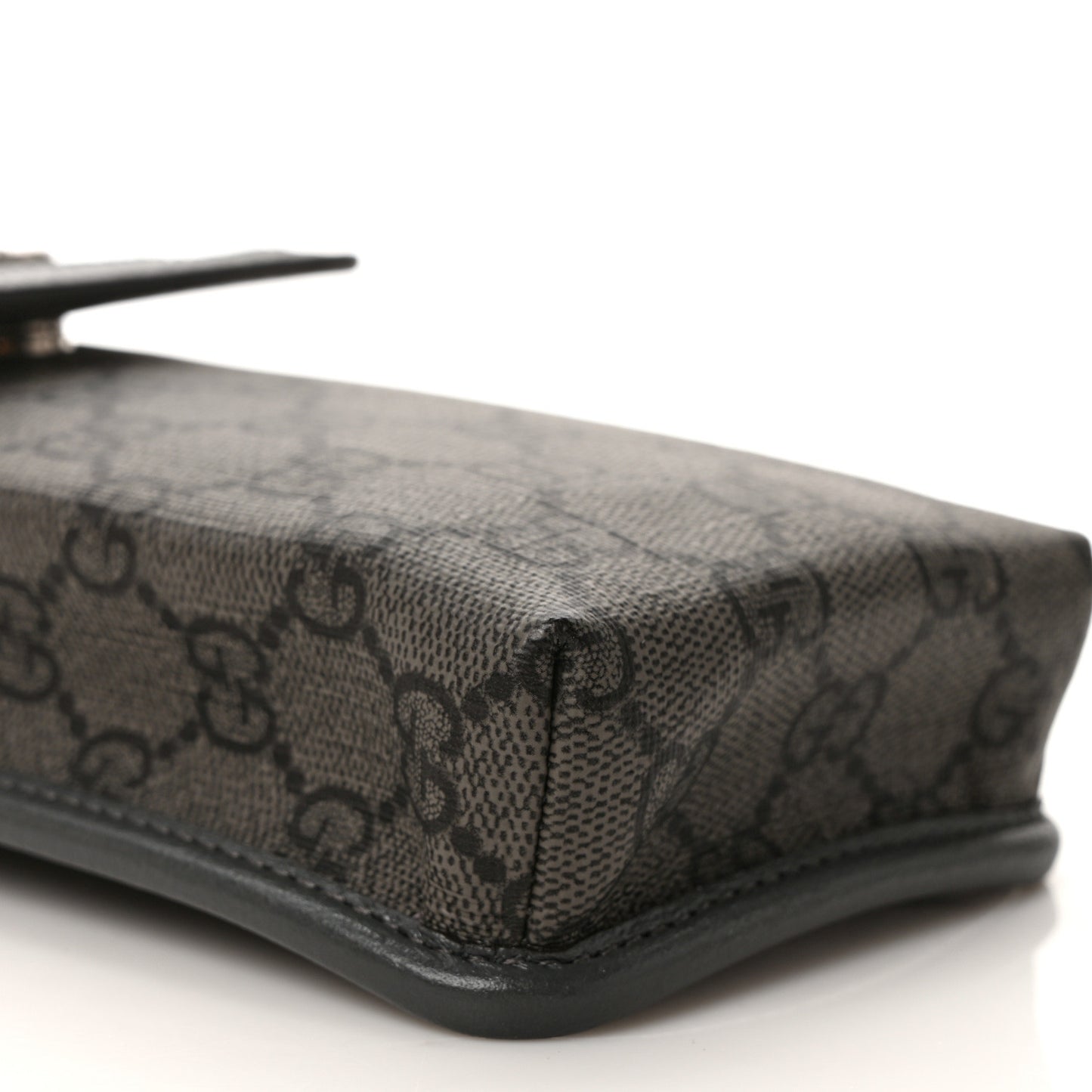 GG Supreme Monogram Textured Dollar Calfskin Phone Crossbody Bag Grey Black Graphite Grey