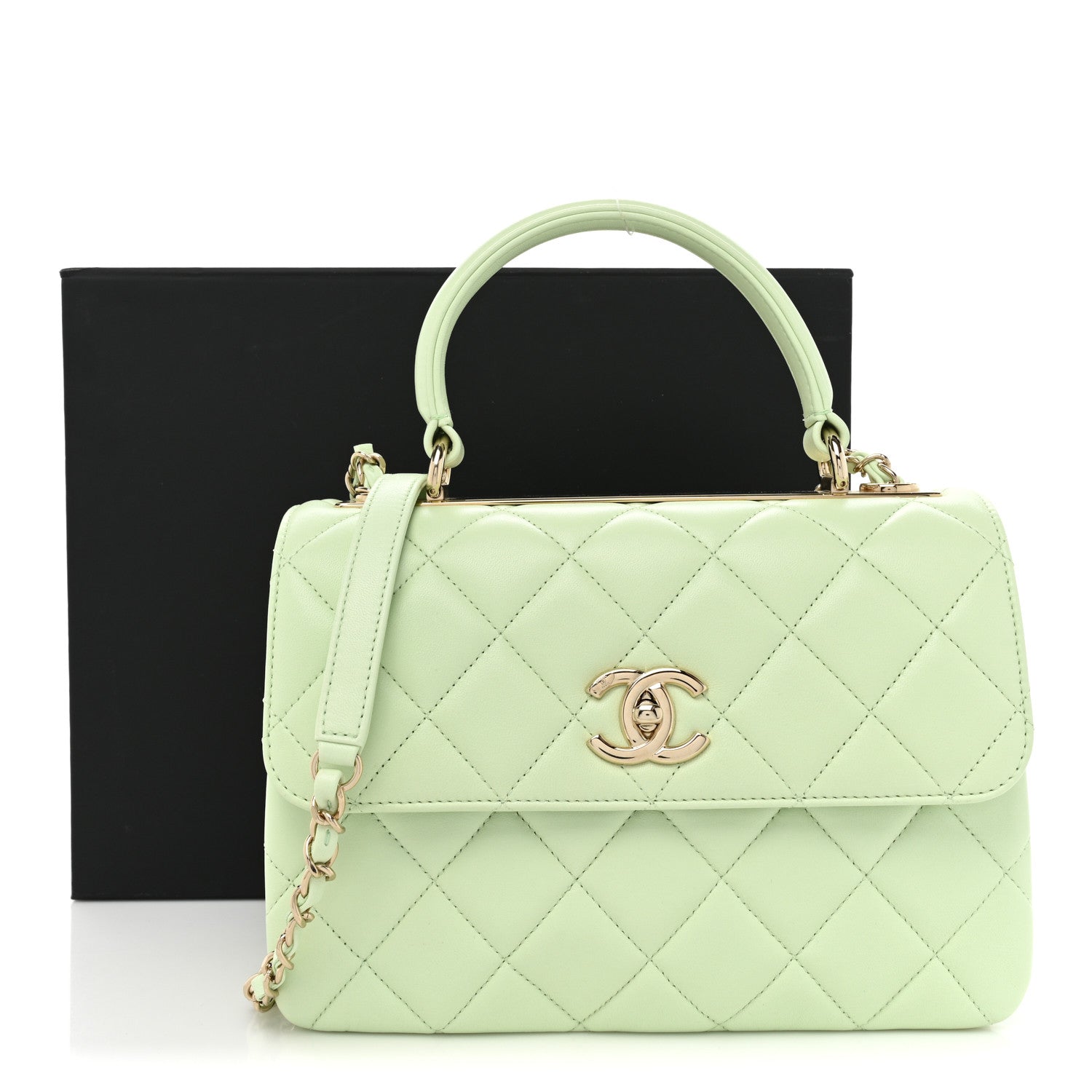 Chanel Lambskin Quilted Small Trendy CC Flap Dual Handle Bag Light Green 17 of 17