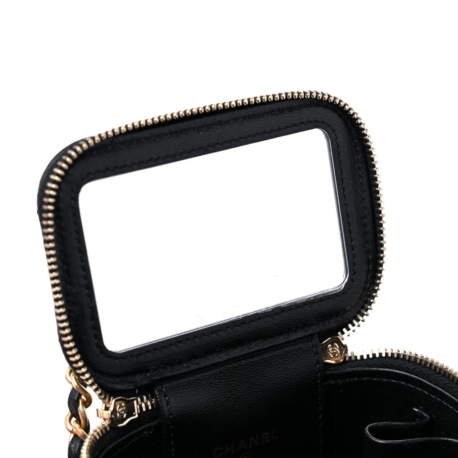 Chanel Lambskin Quilted Metal Mini Top Handle Vanity Case With Chain Black 10 of 11