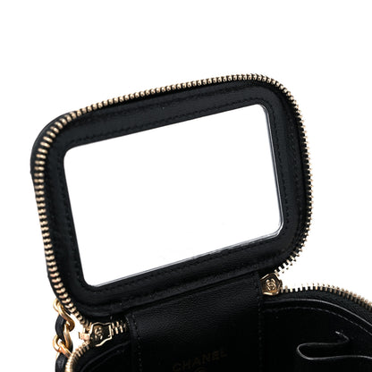 Chanel Lambskin Quilted Metal Mini Top Handle Vanity Case With Chain Black 10 of 11