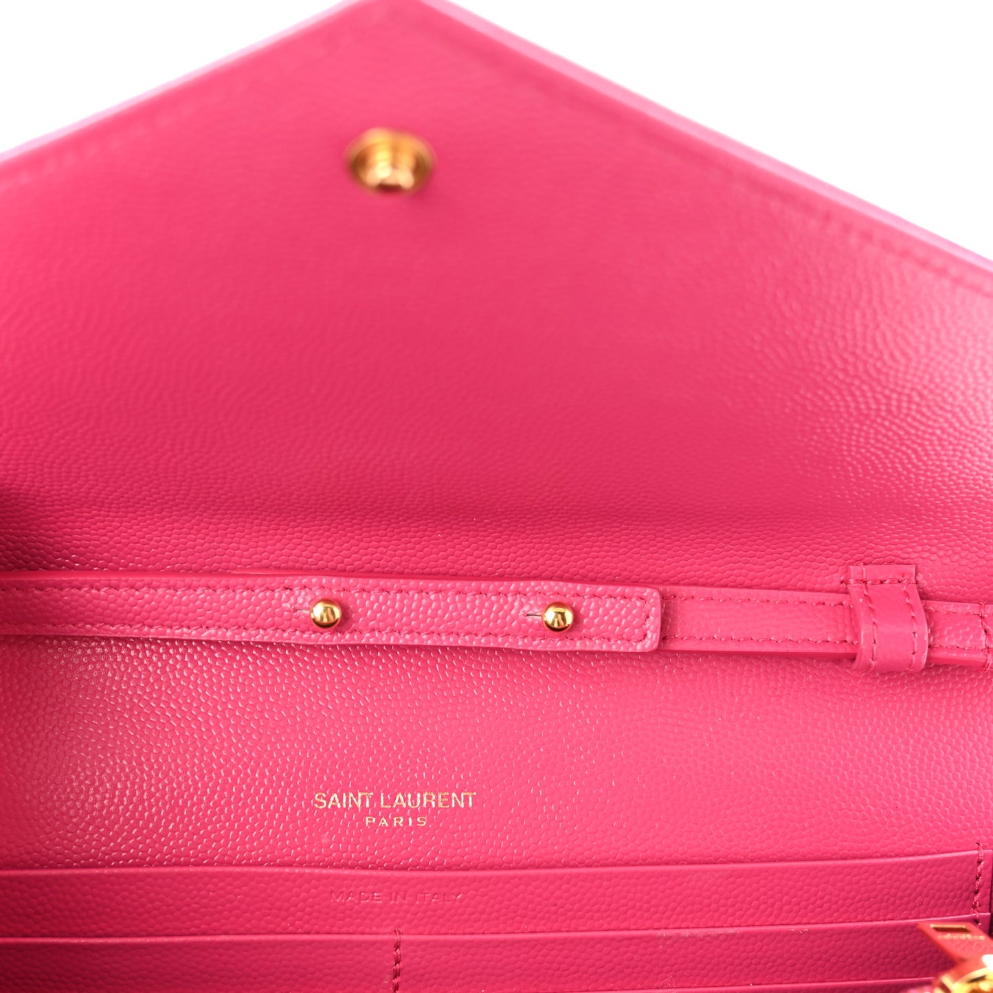 Grain De Poudre Matelasse Chevron Monogram Chain Wallet Lipstick Fuchsia