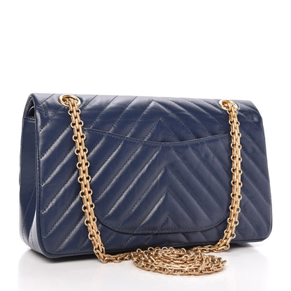 Chanel Aged Calfskin Chevron Quilted 2.55 Reissue 225 Flap Blue 4 of 12