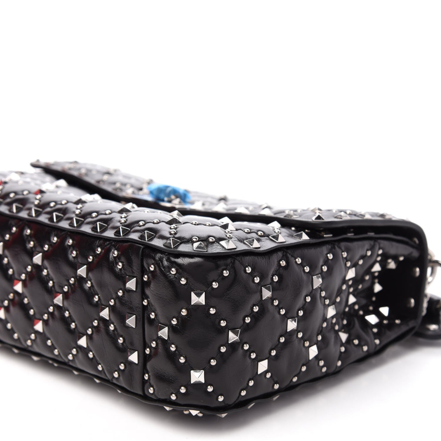 Valentino Garavani Lambskin Beaded Medium Rockstud Spike Shoulder Bag Black 9 of 10