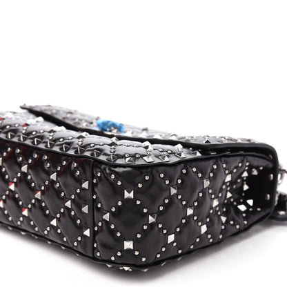 Valentino Garavani Lambskin Beaded Medium Rockstud Spike Shoulder Bag Black 9 of 10