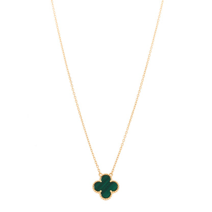 Van Cleef & Arpels 18K Yellow Gold Malachite Vintage Alhambra Pendant Necklace 1 of 7
