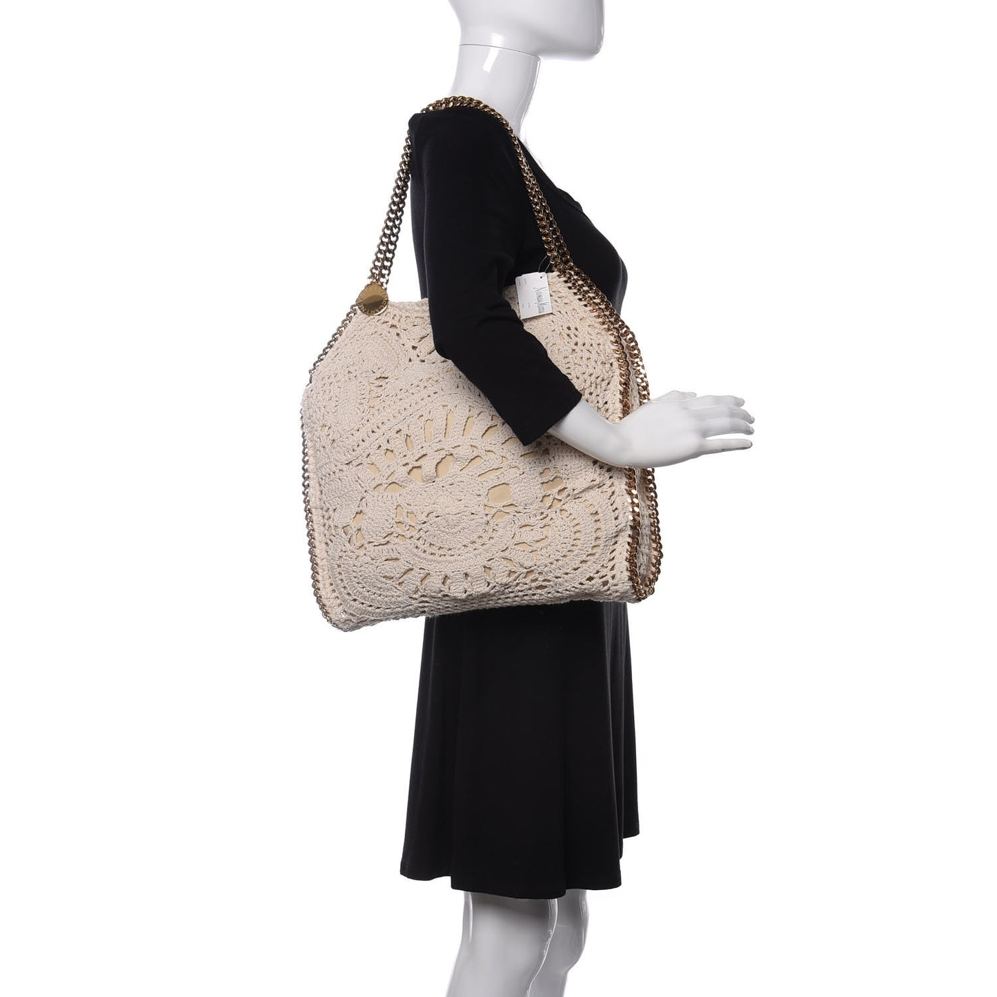 Cotton Crochet Falabella Ajouree Tote Bag White