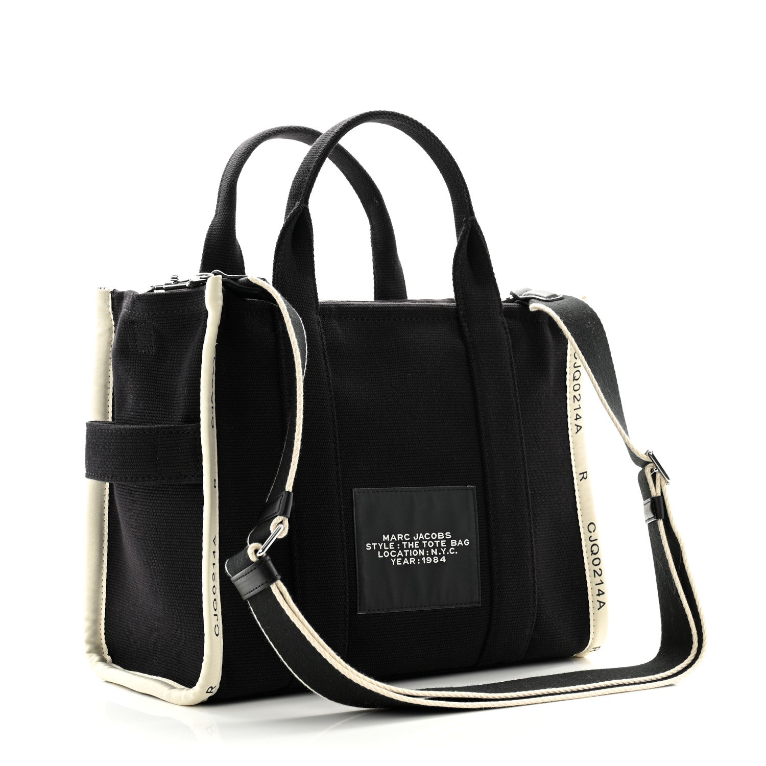 Marc Jacobs Cotton Canvas Medium The Jacquard Tote Bag Black 3 of 10