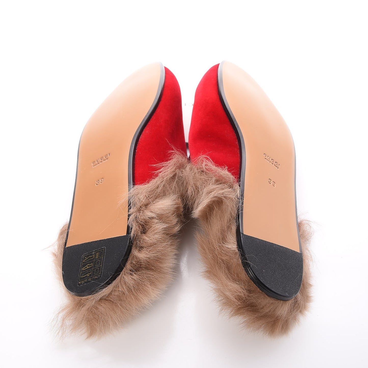 Velvet Fur Womens Princetown Slippers 39 Hibiscus Red