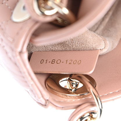 Christian Dior Lambskin Cannage Micro Lady Dior Rose Des Vents 7 of 9