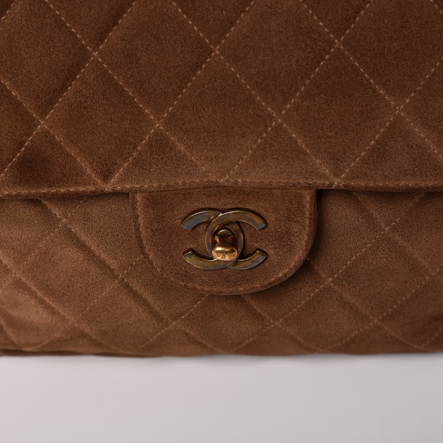 Chanel Suede Quilted Jumbo Single Flap Brown 19 of 21