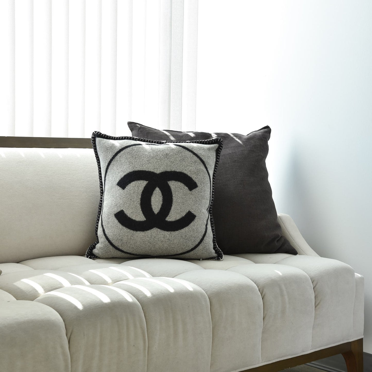 Merino Wool Cashmere CC Pillow Black Beige